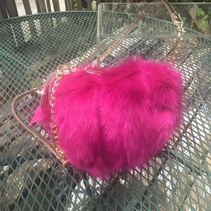 Betsey Johnson faux fur crossbody heart purse